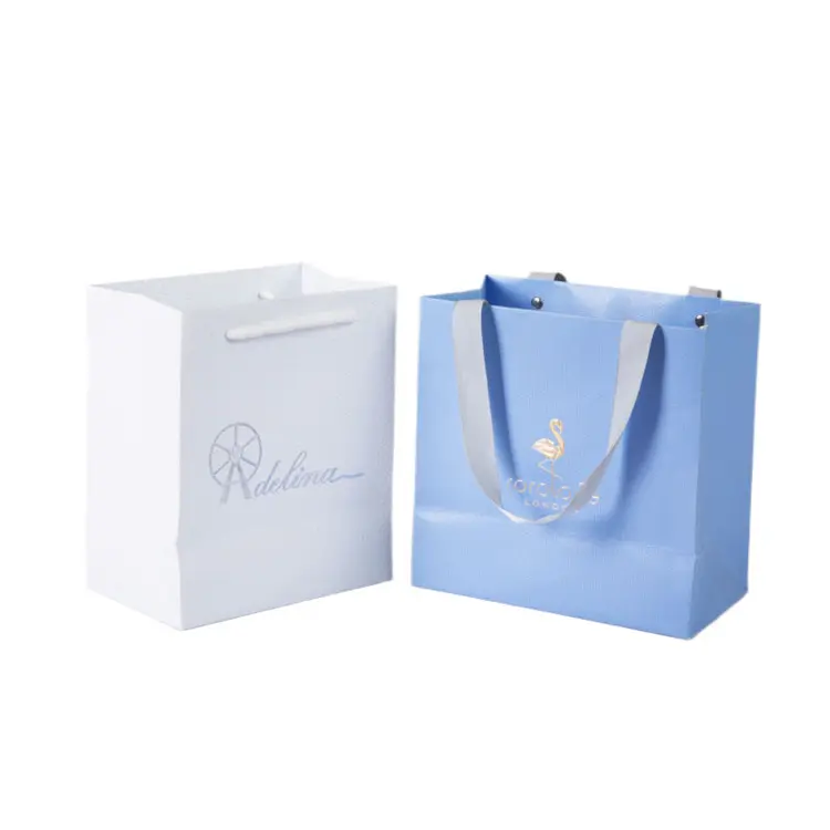 Luxury Boutique Ribbon Tie Gift Bag Rope Handles Baby Wedding Party Paper Bags with Your Logo