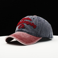 Gorra de Béisbol de 6 Paneles de Algodón Lavado con Efecto Desgastado, Multicolor, con Parches, Unisex, Deportiva, para el Sol, con Logotipo Personalizado OEM