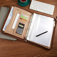 Carpeta de Piel Sintética A4 al por Mayor, Carpeta de Anillas para Documentos, Portadocumentos para Gerentes de Ventas, Portadocumentos con Cierre, Portátil