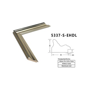 Bức tranh gỗ thông rắn khuôn hồ sơ khung bạc cổ điển đường cong trang trí hoa chạm khắc hình ảnh - Product Image 3