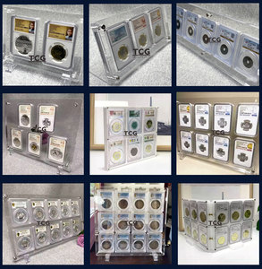 TCG rõ ràng siêu cao cấp acrylic 3 phân loại đồng xu ngc/pcgs/icg chủ với trường hợp đứng pccb đồng xu hiển thị sàn cho lớp Bộ sưu tập - Product Image 5