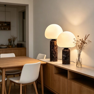 Modern Luxury <strong>Table</strong> Light Hotel Decor Glass <strong>Lamp</strong> <strong>Shade</strong> Mushroom Marble Base <strong>Table</strong> <strong>Lamp</strong> <strong>for</strong> Reading Room or Bedroom - Product Image 2