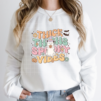 Autocollants de transfert thermique DTF lavables et prêts à presser pour vêtements, motif nœud en fil tricoté imitation, thème Halloween Saison Spooky Boo, à repasser