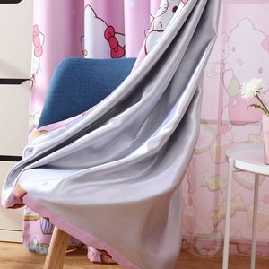 XinLan cartone animato gatto rosa poliestere tende oscuranti ragazze camera da letto bambini casa soggiorno tenda finestra Hotel scuola - Product Image 5