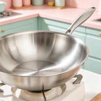 Poêle à frire FLEY en acier inoxydable triple couche sans revêtement, compatible induction, pour omelettes et steaks, vente en gros usine