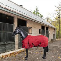 Couverture de cheval imperméable de haute qualité pour utilisation en extérieur, rouge, avec sangles réglables, coupe-vent et chaude