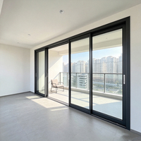 Porte coulissante en verre trempé en alliage d'aluminium robuste, porte intérieure coulissante industrielle pour maisons, villa, étanche