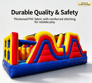 <span class=keywords><strong>Castillo</strong></span> Inflable con Tobogán de Doble Carril y Obstáculos - Comercial, de PVC de 0.55mm, para Carnavales Escolares - Product Image 2