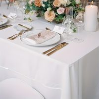 Nappe en satin blanc brillant et soyeux, longue et fluide, pour mariage, banquet, fête, décoration