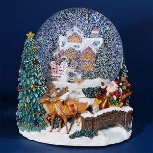 OEM al por mayor de la resina de invierno Navidad pueblo miniatura bola de nieve decoración globo de agua Navidad blanco globo de nieve - Product Image 6