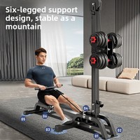 Appareil de musculation multifonctionnel pour la maison, machine à ramer avec haltères, compact, pliable, 4-en-1, PVC, capacité 500 kg