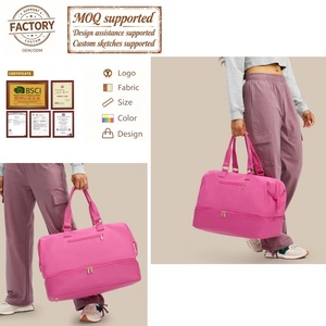 Customization Pink Carry on Overnight Tote Bag Shoe Compartment Large Travel Duffel Bag Women Printed Logo Custom Duffel Bag - Product Image 4