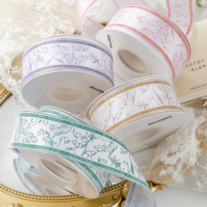 Nine-Colored Ribbon Floral Satin Ribbon 1-1/2 Inch Double Face Printed Craft Decoration Europe And America Style - Product Image 1