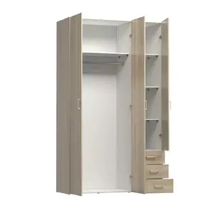 3 двери 3 ящика коробка Заводская оптовая цена подгонять деревянный современный шкаф