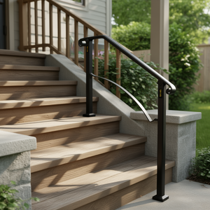 Rampe en fer forgé noir Venor pour escaliers extérieurs, balustrade flexible pour porche, escaliers en béton ou en bois - Product Image 2