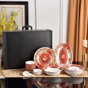 Service de table en porcelaine fine, style européen élégant, vaisselle de luxe en céramique et 28 pièces, offres spéciales, ensemble de 6 bols en verre - Product Image 4