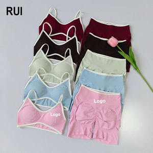 RUIQUWIN Conjunto de Yoga sin Costuras para Mujer, Top Deportivo con Sujetador Push-Up y Shorts de Running de Secado Rápido y Transpirables, Venta al Por Mayor - Product Image 1