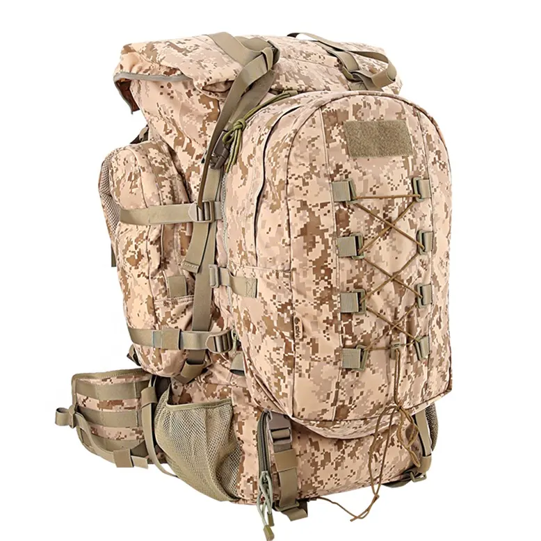 Double Safe Hot Sale 65L Polyester Multi-Functional Water Proof Outdoor Mountaineering Tactical Backpack Men