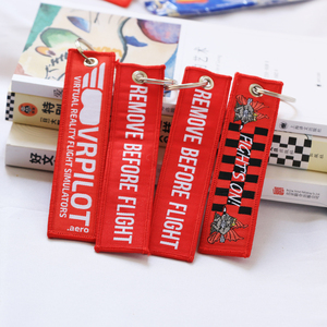 Porte-clés tissé brodé <span class=keywords><strong>personnalisé</strong></span>, étiquette de vol, « Retirer avant le vol », pour moto, bagages, promotionnel, avec logo de marque, sangle en tissu - Product Image 5