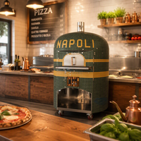 Four à pizza à double alimentation (bois et gaz) avec base rotative en pierre, pour usage commercial