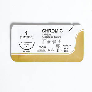 Hilo Quirúrgico <span class=keywords><strong>de</strong></span> Catgut Natural Absorbible, Redondo, 3/8 <span class=keywords><strong>de</strong></span> Círculo, 45 cm, Catgut Crómico para Cierre <span class=keywords><strong>de</strong></span> Tejidos - Product Image 1