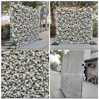 Vente directe d'usine Dkb, arrangement floral mural blanc, rose en soie, gypsophile, tissu en toile 8x8, fleurs en tissu pour décoration de mariage