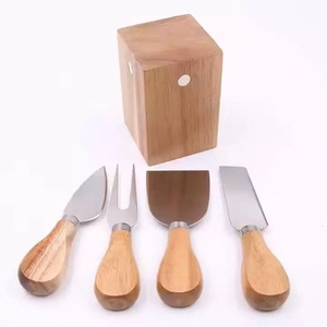 Wooden <b>Cheese</b> <b>Knife</b> <b>Set</b> With Rack 4 Piece Stainless Steel Blades For Serving And Cutting <b>Cheese</b> Kitchen Gadget - Product Image 2