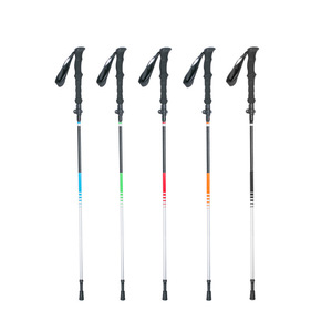 Bâtons <span class=keywords><strong>de</strong></span> <span class=keywords><strong>ski</strong></span> télescopiques pliables en alliage d'aluminium à cinq sections avec poignée droite pour la randonnée, les sports <span class=keywords><strong>de</strong></span> plein air et le tout-terrain - Product Image 2