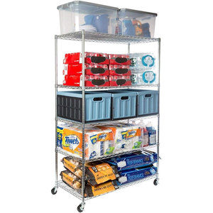 Peso di carico Per ripiano <span class=keywords><strong>in</strong></span> <span class=keywords><strong>acciaio</strong></span> 5 livelli NSF ufficio della metropolitana di stoccaggio industriale scaffalatura metallica <span class=keywords><strong>in</strong></span> metallo con finitura cromata - Product Image 2