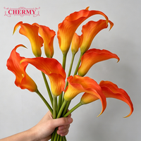 TH1584 Fleurs artificielles mini Calla Lily en EVA noir et violet, effet toucher réel, pour bouquet de mariage et décoration florale intérieure
