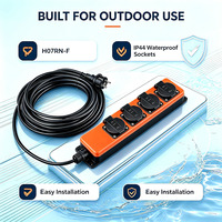 Multiprise européenne Schuko 4 voies 16A 230V avec rallonge de 3/5/10/15/20/25m pour camping, jardin et utilisation extérieure