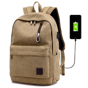 New Korean Style College Middle School Bag Waterproof Canvas <b>Rucksack</b> with Zipper Closure USB Port for Outdoor Leisure Travel - Product Image 1