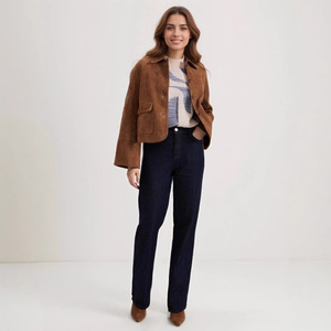 Chaqueta de <span class=keywords><strong>Cuero</strong></span> Genuino para Mujer, Estilo Europeo Americano, Transpirable, con Botones, Doble Botonadura, Hilo 75d, Color Sólido - Product Image 5