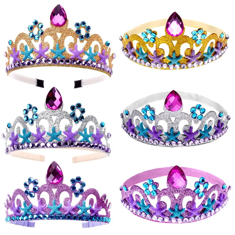 Tianpafu — couronne de fête de sirène, fournitures de costumes, décoration de fête d'anniversaire, tiare, bandeau pour filles, couronne de fête de sirène