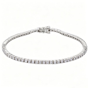Bracelet chaîne tennis en or jaune 18 carats avec diamants de laboratoire, sertis à griffes rondes, bijoux fins pour femmes - Product Image 2