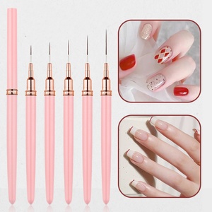 5 Pack Set of Nail Art Line Drawing Pens & Nylon Brush with <b>Plastic</b> Handle - Product Image 2