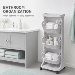 Haixing 2-3 Ebenen Kunststoff-Trolley Badezimmer Kleider- und Spielzeug-Organizer Aufbewahrungskorb mit Rollen - Product Image 3