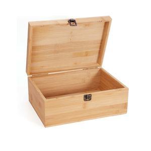 Large Bamboo Box Natural Wooden Box for Crafts Gift Decorative Stash and Home Storage Keepsake Box
