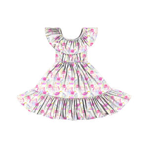 Robe décontractée pour enfants BQ-486-WXL, robe de fête, robe à bretelles, robe à volants aux épaules, robe florale pour bébé fille - Product Image 4