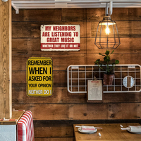Juego de Letreros Metálicos Vintage con Diseño Divertido de Música y Vecinos, Decoración Retro para Pared de Casa, Cueva del Hombre, Bar o Garaje