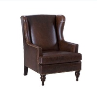 Fauteuil de salon de style américain, mobilier de loisirs moderne en cuir de vachette, avec structure en bois pivotante, pour la maison, le bureau, la chambre et le salon