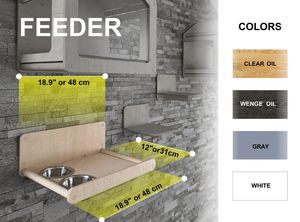 Moderno eco-friendly in legno gatto alimentatore mobili a parete Pet in legno stazione di alimentazione con 2 ciotole Design elegante amante dei gatti - Product Image 6