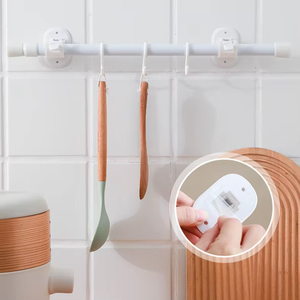 Gancio Adesivo Multifunzionale in Plastica Resistente per Montaggio <span class=keywords><strong>a</strong></span> Parete Senza Chiodi per Appendere Bastoni da Doccia e Aste Romane - Product Image 6