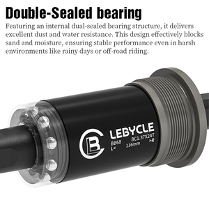 Support <span class=keywords><strong>de</strong></span> pédalier carré LEBYCLE en acier avec roulements pour boîtier fileté BSA, compatible BB68 BB73 - Product Image 3