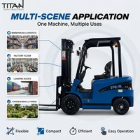 TITAN TFE-15 Kleiner Elektrostapler 1,5 Tonnen Blei-Säure/Lithium-Ionen-Batterie Vollgummireifen CE-Zertifiziert Geräuscharmes Design Leiser Betrieb