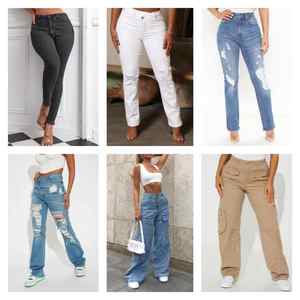 Jeans de Mujer de Pierna Recta Retro de Alta Calidad con Descuento al por Mayor, Estilo Casual a la Moda, Entrega Aleatoria - Product Image 2