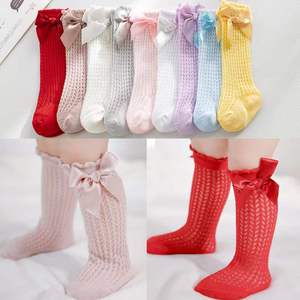 아름다운 디자인 유아 여아 망사 무릎 양말 대형 리본 도매 유아 무릎 양말 - Product Image 1