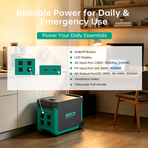 Estación <span class=keywords><strong>de</strong></span> Energía Portátil <span class=keywords><strong>MECO</strong></span> 4KWh Pro 2200W LiFePO4, Generador Solar 4019Wh <span class=keywords><strong>de</strong></span> Onda Sinusoidal Pura para Respaldo Doméstico, RV y Camping - Product Image 1