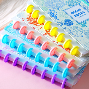 Diario Estetico Kawaii con Copertina Colorata Macaron, Chiusura Elastica, Anelli in Plastica Rimovibili <span class=keywords><strong>per</strong></span> Scrapbook e Quaderni - Product Image 6