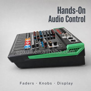 Console de mixage amplifiée série NK 4/6/8/12 canaux <span class=keywords><strong>avec</strong></span> 99 effets DSP, double égaliseur 7 bandes, <span class=keywords><strong>lecteur</strong></span> MP3 intégré, égaliseur 3 bandes, Bluetooth, USB et sortie Speakon pour discothèque, scène, bar - Product Image 6
